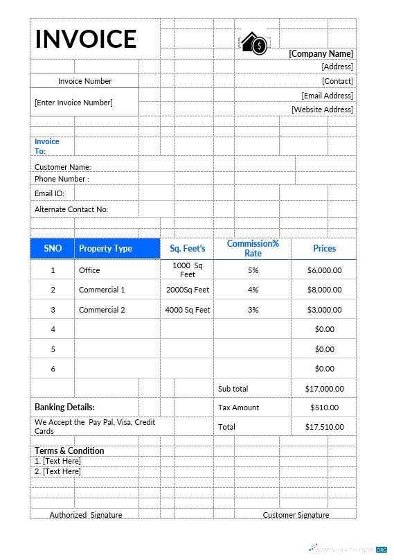 Download Commercial Real Estate Invoice Template Photoshop template